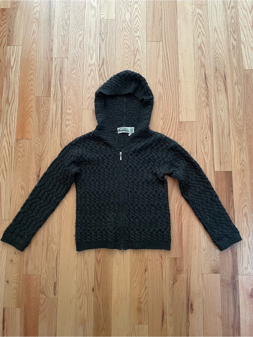 Women’s Irish Merino Wool Cable Zip Sweater XS Made in Ireland NWOT